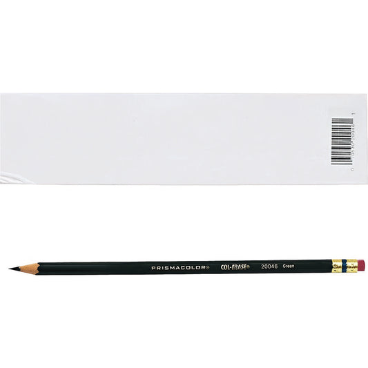 Prismacolor Col-Erase Pencil with Eraser, 0.7 mm, 2B (#1), Green Lead, Green Barrel, Dozen (20046)