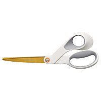 Fiskars SoftGrip Titanium Scissors, 8" Long, 4" Cut Length, Offset White Handle (1069766)