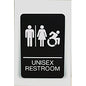 Ada Sign, Unisex Restroom, 6 X 9, Black Face, White Graphics