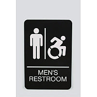 Ada Sign, Men's Restroom, 6 X 9, Black Face, White Graphics