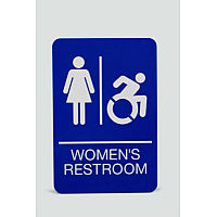 Ada Sign, Women's Restroom, 6 X 9, Blue Face, White Graphics