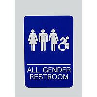 Ada Sign, All Gender Restroom, 6 X 9, Blue Face, White Graphics