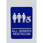 Ada Sign, All Gender Restroom, 6 X 9, Blue Face, White Graphics