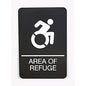 Ada Sign, Area Of Refuge, 6 X 9, Black Face, White Graphics