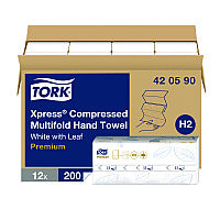 Tork(R) Xpress Compressed Multifold Hand Towels, 1-Ply, White, 2400 Towels (420590)