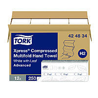 Tork(R) Xpress Compressed Multifold Hand Towels, 1-Ply, White, 3000 Towels (424834)