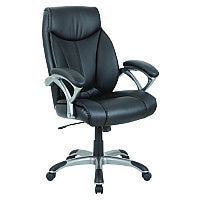 Alera Fulford Bonded Leather High-Back Manager's Chair, Supports Up to 275 lb, 18.62 to 22.56 Seat Height, Black Seat/Back/Base (ALEFD41B19)