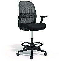 Alera Kempton Fabric Mesh Task Stool, Supports Up to 275 lb, 26.57 to 33.62 Seat Height, Black Seat, Black Back, Black Base (ALEKP46BME17)
