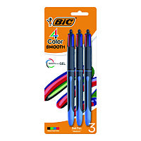 BIC 4-Color Multifunction Ballpoint Pen, Retractable, Medium 1 mm, Black/Blue/Green/Red Ink, Black/Blue Barrel, 3/Pack (MMSP3AAST)