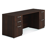 Alera Seville Series Double Pedestal Credenza, 72w x 24d x 29h, Mahogany (SVDPC7224MY)