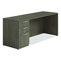 Alera Seville Series Credenza with Pedestal, Left Pedestal, 72w x 24d x 29h, Walnut (SVLSPC7224WA)