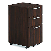 Alera Seville Series Mobile Pedestal, Left/Right, 3-Drawer: Box/Box/File, Legal, Mahogany, 15" x 18" x 27" (SVMPBBFMY)
