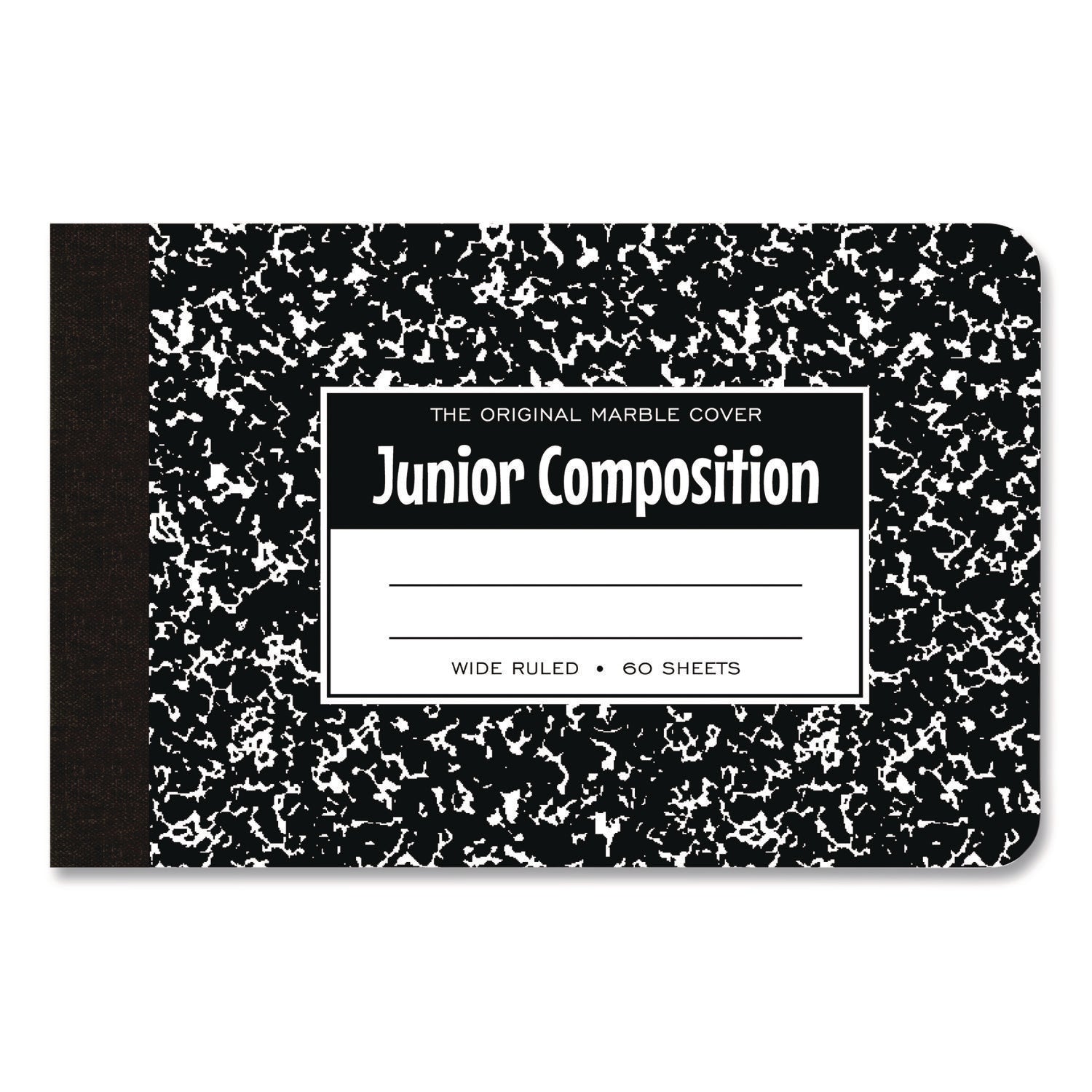 Roaring Spring Junior Composition Notebook, Wide/Legal Rule, Black Marble Cover, (60) 4.88 x 7.5 Sheets (77122)