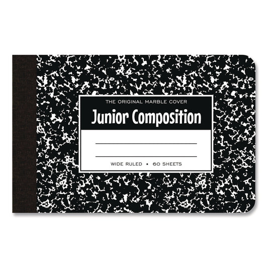 Roaring Spring Junior Composition Notebook, Wide/Legal Rule, Black Marble Cover, (60) 4.88 x 7.5 Sheets (77122)