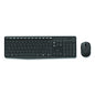 Logitech MK235 Wireless Keyboard and Optical Mouse Combo, 2.4 GHz Frequency, 33 ft Wireless Range, Black (2622126)
