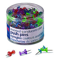 Officemate Push Pins, Assorted Plastic Head, 0.5" Pin, 200/Pack (614312)