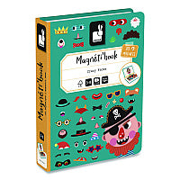 Janod Magneti'books, Boy's Crazy Faces, 40 Pieces (10 Cards, 30 Magnetic Shapes), Ages 3 to 8 (J02716)