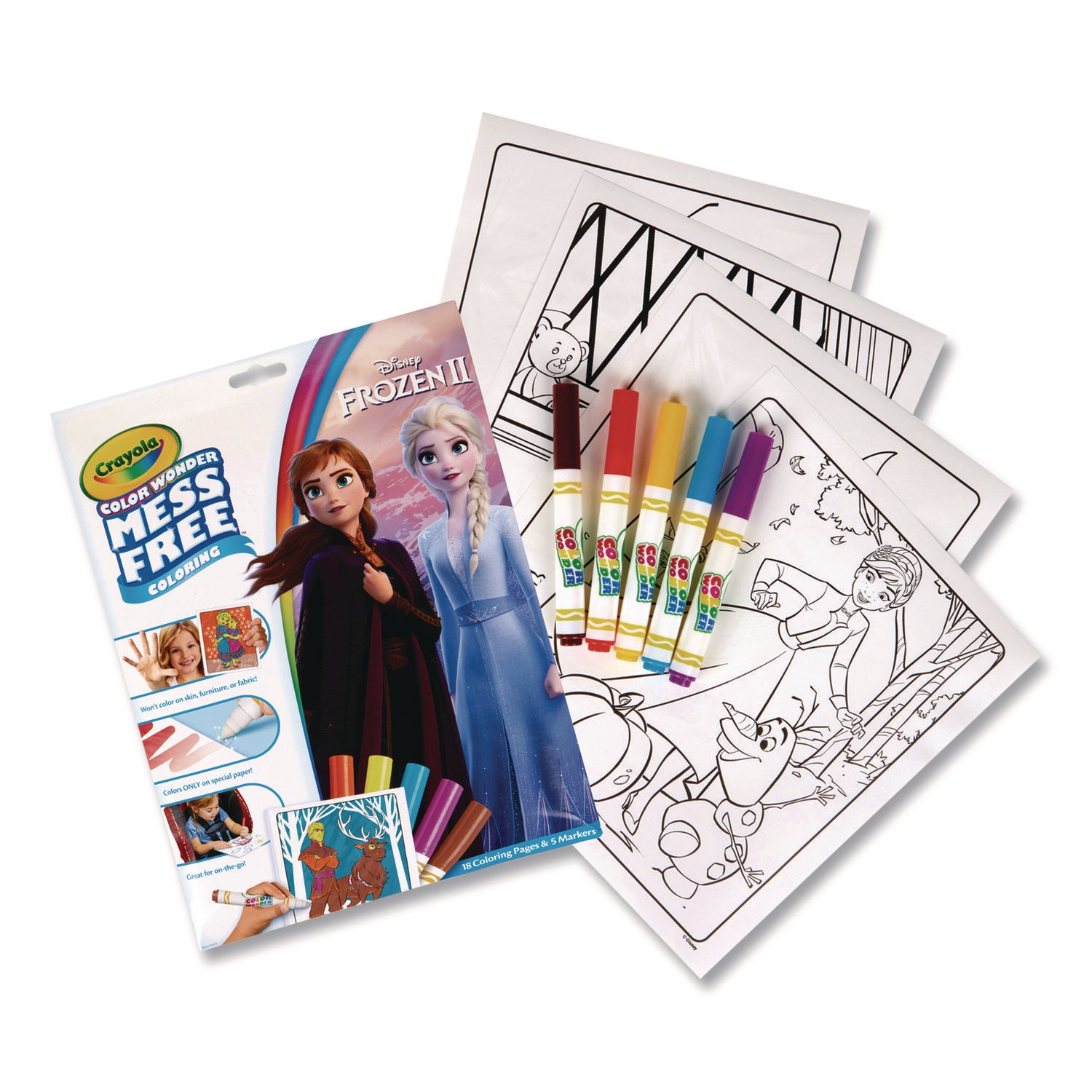 Crayola Disney Frozen 2 Color Wonder Kit, (18) Coloring Pages, (5) Frozen 2 Collection Markers (757002)