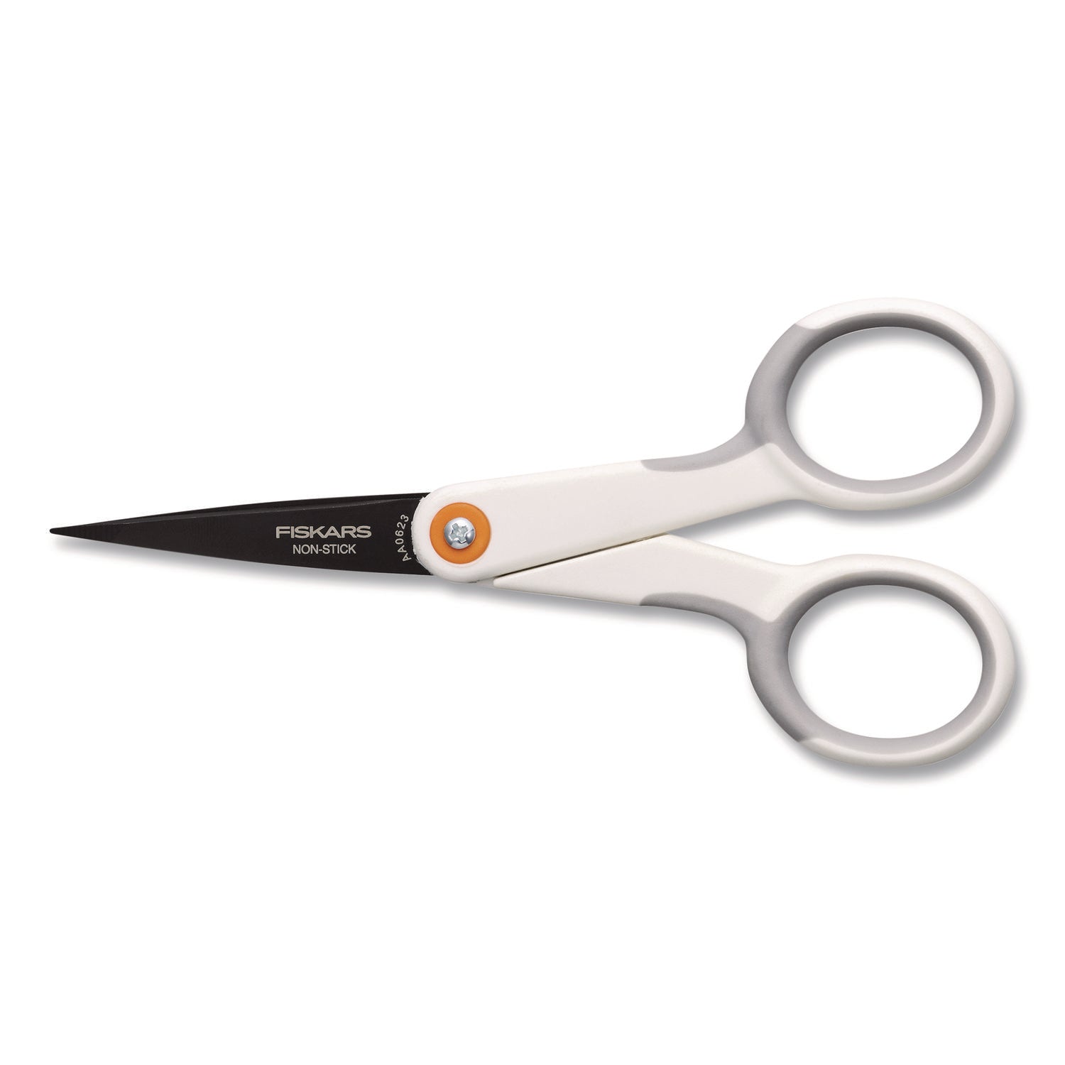 Fiskars SoftGrip Nonstick Scissors, 5" Long, Straight White/Gray Handle (1069763)
