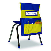 Carson-Dellosa Chairback Buddy for Student Chairs with a Back Width Up to 15", Medium, 15 x 1.5 x 19, Fabric, Blue/Yellow (158036)