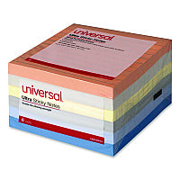 Universal Ultra Sticky Note Pads, Note Ruled, 4" x 4", Assorted Colors, 100 Sheets/Pad, 6 Pads/Pack (35633)