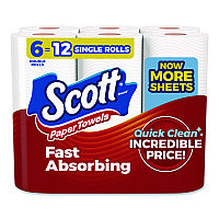 Scott Choose-a-Size Mega Kitchen Roll Paper Towels, 1-Ply, 108/Roll, 6 Rolls/Pack, 4 Packs/Carton (56668)