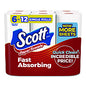 Scott Choose-a-Size Mega Kitchen Roll Paper Towels, 1-Ply, 108/Roll, 6 Rolls/Pack, 4 Packs/Carton (56668)