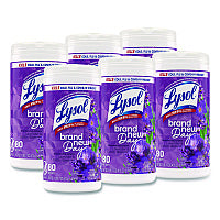Lysol(R) Disinfecting Wipes, 7 x 7.25, Lavender, White, 80 Wipes, 6 Canisters (56264CT)