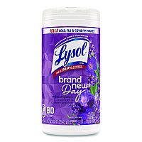 Lysol(R) Disinfecting Wipes, 1-Ply, 7 x 7.25, Lavender and Cotton Blossom, White, 80 Wipes/Canister (56264EA)