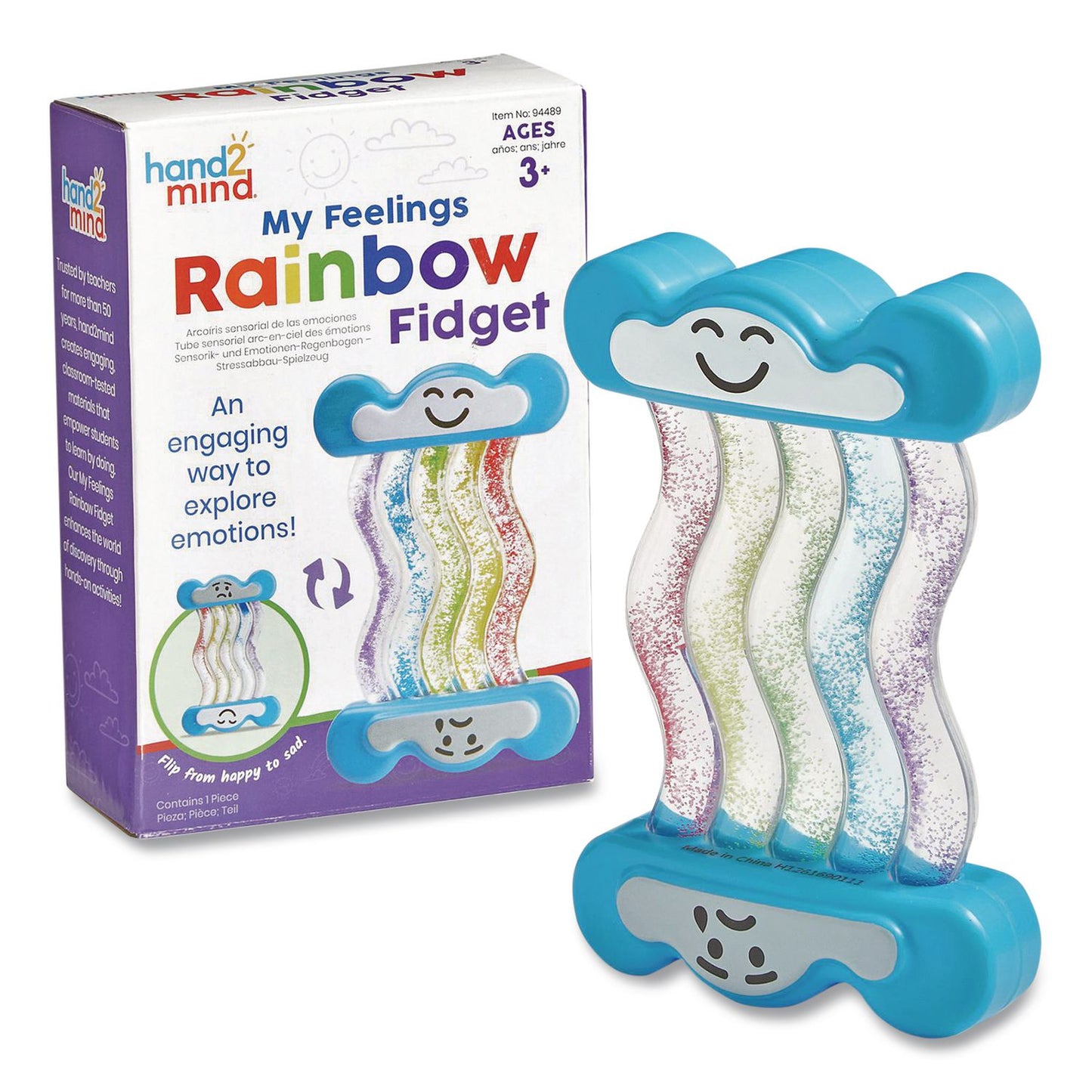 hand2mind My Feelings Rainbow Fidget Tube, Ages 3 and Up, Blue (94489)