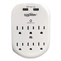 GoGreen Power 6 Outlet 4 USB Wall Tap, 735 J, White (GG16000USB4)