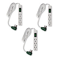 GoGreen Power 3 Outlet Power Strip, 2.5 ft Cord, White, 3/Pack (GG13002MS3)