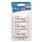 Paper Mate White Pearl Latex-Free Plastic Eraser, For Pencil Marks, Rectangular Block, White, 3/Pack (70624)