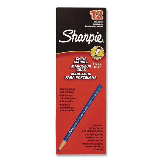 Sharpie Peel-Off China Markers, Blue, Dozen (1764000)