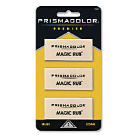 Prismacolor MAGIC RUB Eraser, For Pencil/Ink Marks, Rectangular Block, Medium, Off White, 3/Pack (70503)