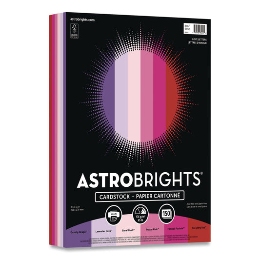 Astrobrights Color Cardsrock - "Love Letters" Assortment, 65 lb Weight, 8.5.x 11, Assorted, 150 Sheets (98252)