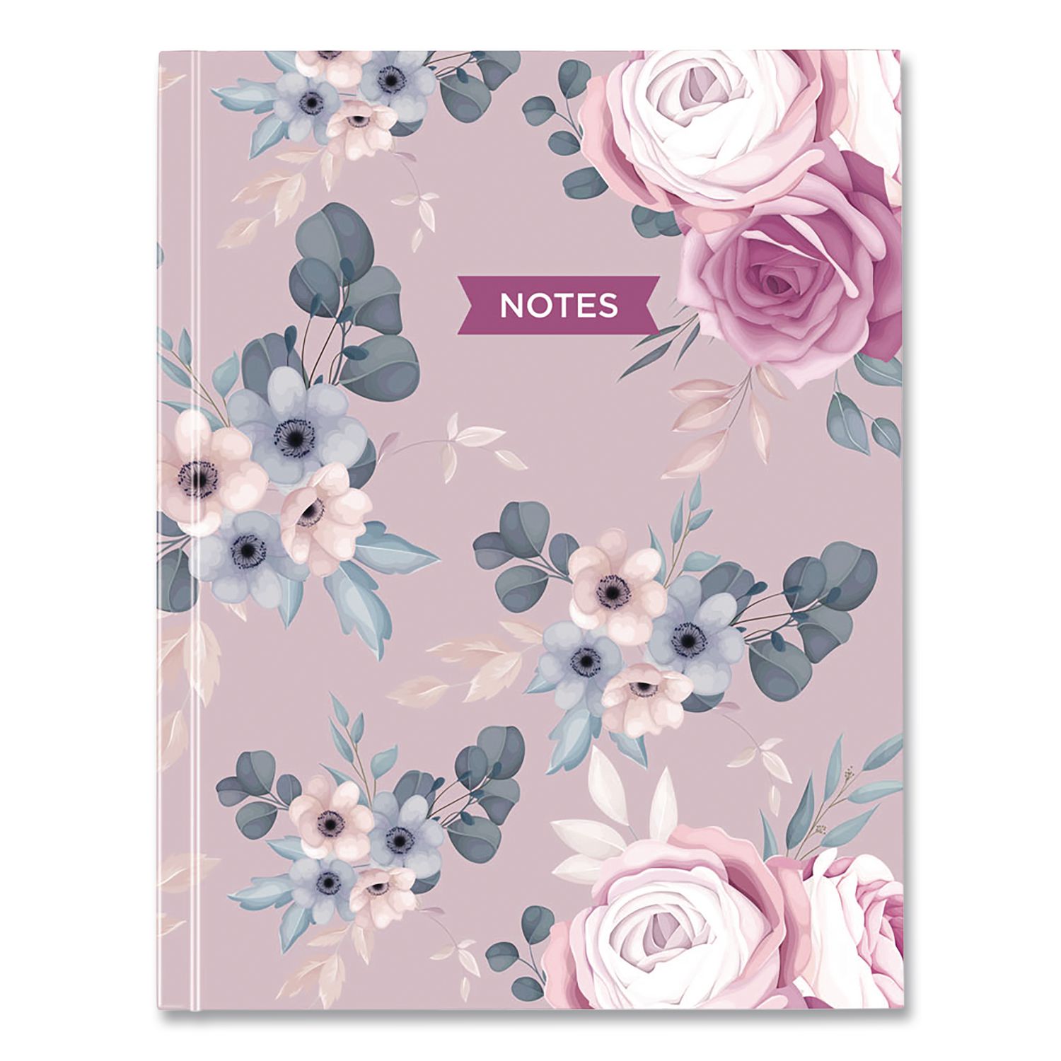 Blueline Fashion Hard Cover Notebook, 1-Subject, Medium/College Rule, Lavender Floral Cover, (96) 9.25 x 7.25 Sheets (A902)