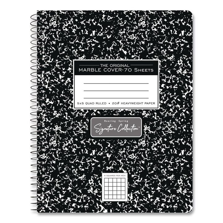 Roaring Spring Signature Collection Composition Notebook, Quadrille Rule (5 sq/in), Black Marble Cover, (70) 9.75 x 7.5 Sheets (10113)