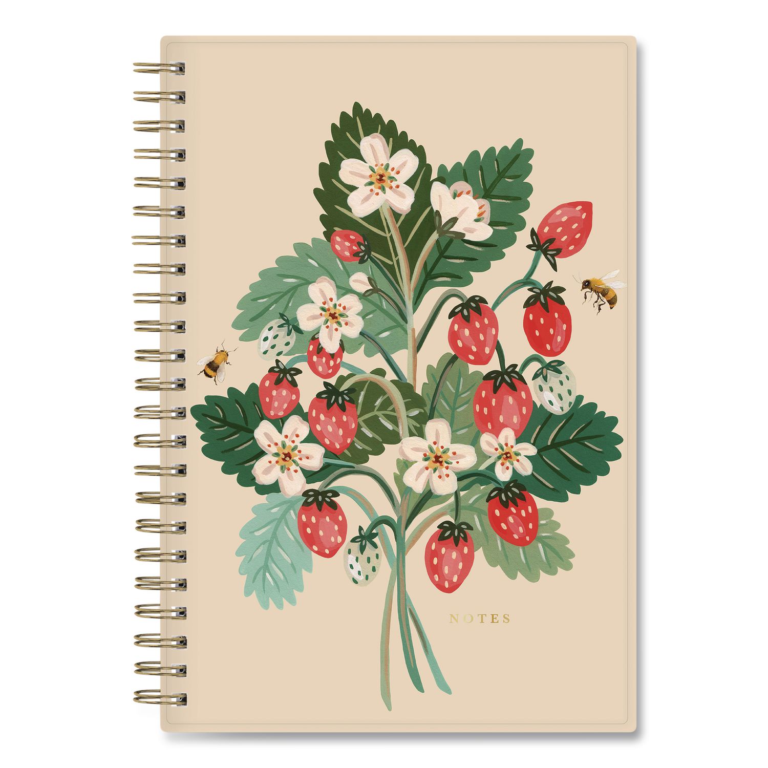Blue Sky Bespoke Letterpress Content Notebook, Strawberry and Bee Cover, (150) 8 x 5 Sheets (159140)