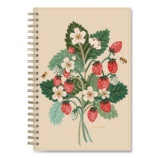 Blue Sky Bespoke Letterpress Content Notebook, Strawberry and Bee Cover, (150) 8 x 5 Sheets (159140)
