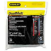 Stanley Dual Temperature Glue Sticks, 0.45" x 4", Dries Clear, 24/Pack (GS20DT)