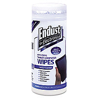 Endust Tablet and Laptop Cleaning Wipes, 5 x 7, Unscented, White, 70/Tub (12596)