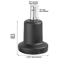 Master Caster High Profile Bell Glides, Grip Ring Type B Stem, 2.19" x 2.31" Glide, Matte Black, 5/Set (70175)