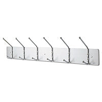Safco Metal Wall Rack, Six Ball-Tipped Double-Hooks, Metal, 36w x 3.75d x 7h, Satin (4162)
