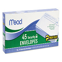 Mead Press-it Seal-it Self-Adhesive Security Envelope, #10, Monarch Flap, Self-Adhesive Closure, 4.25 x 9.13, White, 45/Box (75026)