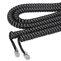 Softalk Coiled Phone Cord, Plug/Plug, 12 ft, Black (48102)