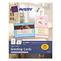 Avery Half-Fold Greeting Cards with Matching Envelopes, Inkjet, 85 lb, 5.5 x 8.5, Matte White, 1 Card/Sheet, 20 Sheets/Box (3265)