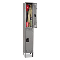 Tennsco Double Tier Locker with Legs, Single Stack, 12w x 18d x 78h, Medium Gray (DTS1218361MG)