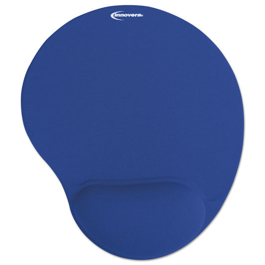 Innovera Mouse Pad with Fabric-Covered Gel Wrist Rest, 10.37 x 8.87, Blue (IVR50447)