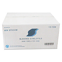 GEN(R) Single Fold Paper Towels, 1-Ply, White, 4008 Towels (GENSF5000W)